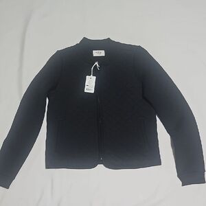 Marine Layer Corbet Black Quilted Bomber Jacket